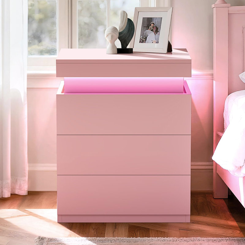 17.7'' W Nightstand, Pink