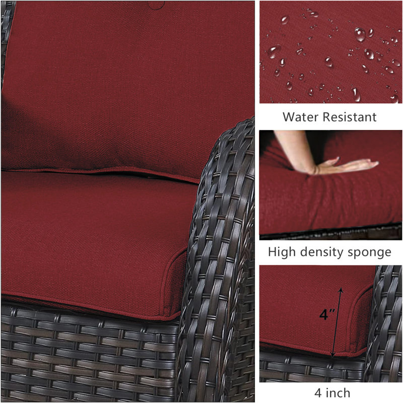 Tonry 2 - Person Patio Conversation Sets with Cushions, Red