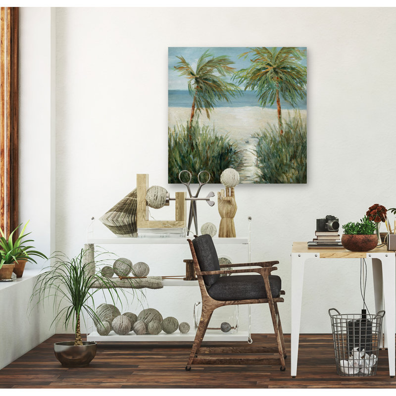 Plage de sable - peinture, H 16 po x l 16 po x P 1,5 po, Toile tendue