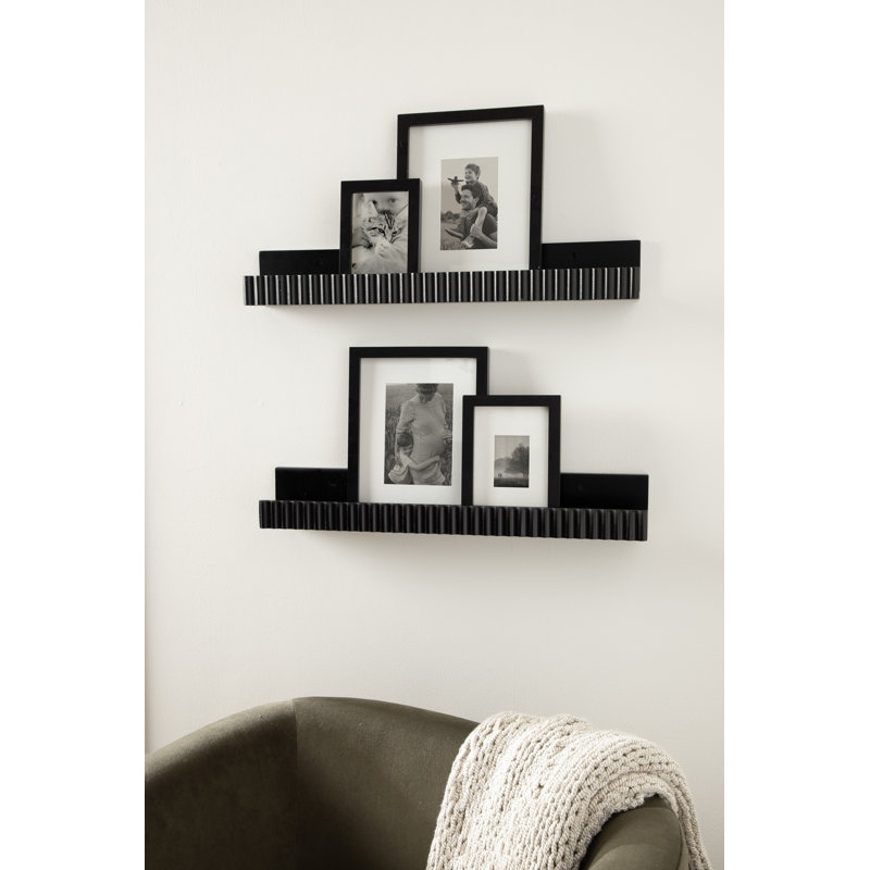 Two-Piece Picture Ledge Shelf Set, Black