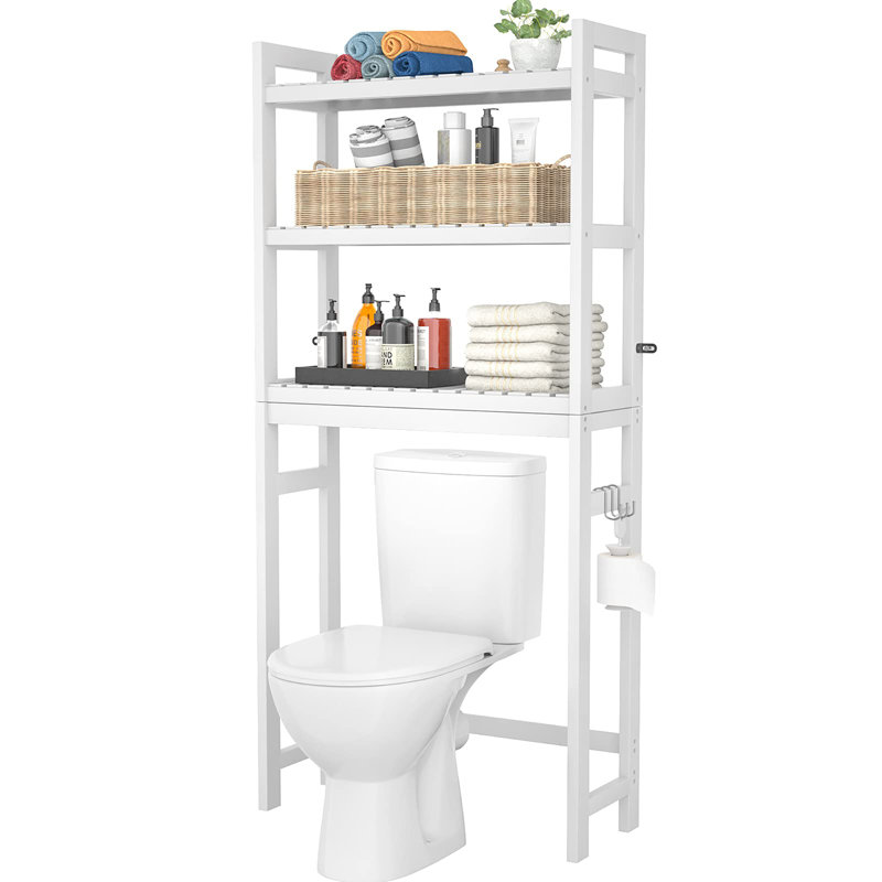 Heydar Bamboo Freestanding Over The Toilet Storage, White