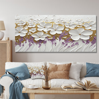 Wildflower Pure Cream Bloom I - fleurs sauvages, art mural en métal