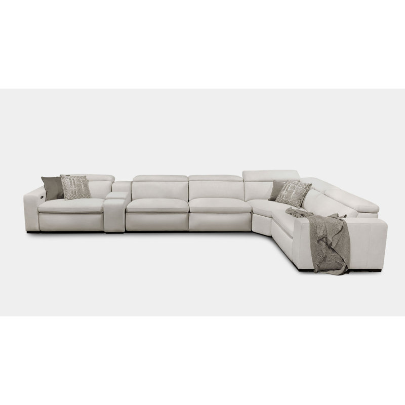 Alpine Pasque Upholstered 192 " Polyester Blend Power Reclining L-Shaped Corner Sectional