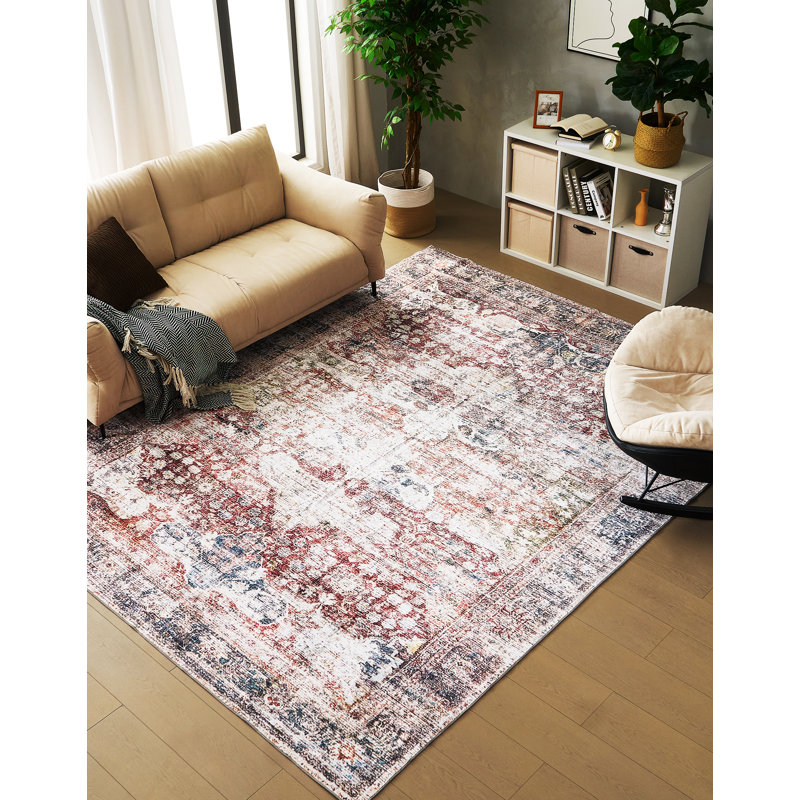 Rokeisha Washable Oriental Indoor Rug, Rectangle 9' x 12'