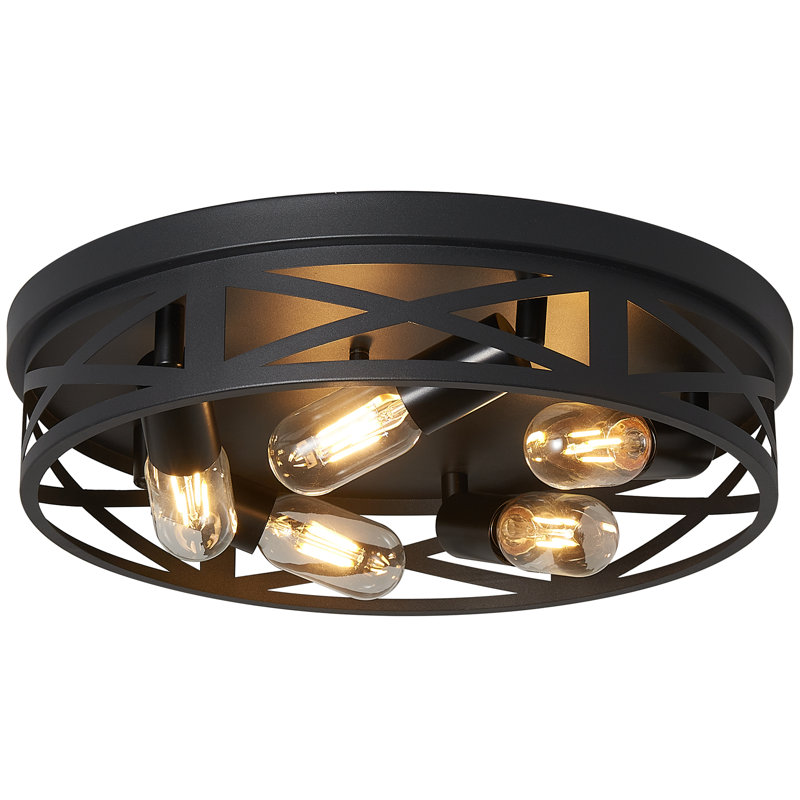 Plafonnier encastré noir mat 5 lumières Farmhouse