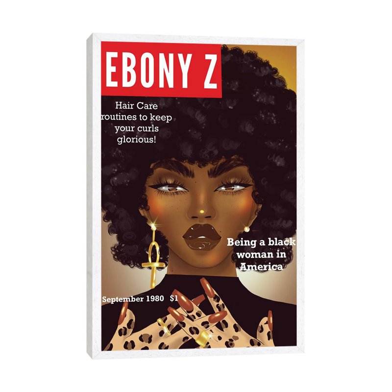 Ebony Z - Print on Canvas, 66.04 cm H x 45.72 cm W, White Framed
