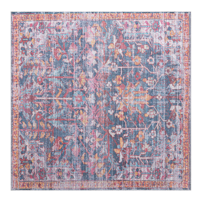 Hafner Floral Indoor Rug, Square 7'3" x 7'3"