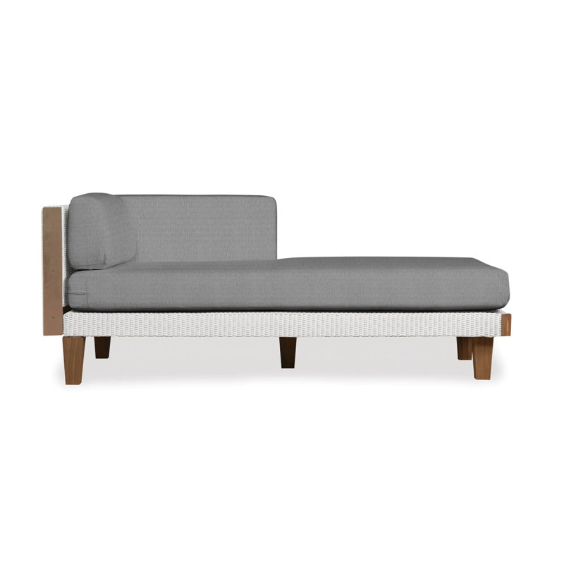 Catalina Outdoor Teak Chaise Lounge, Sailcloth Seagull, White
