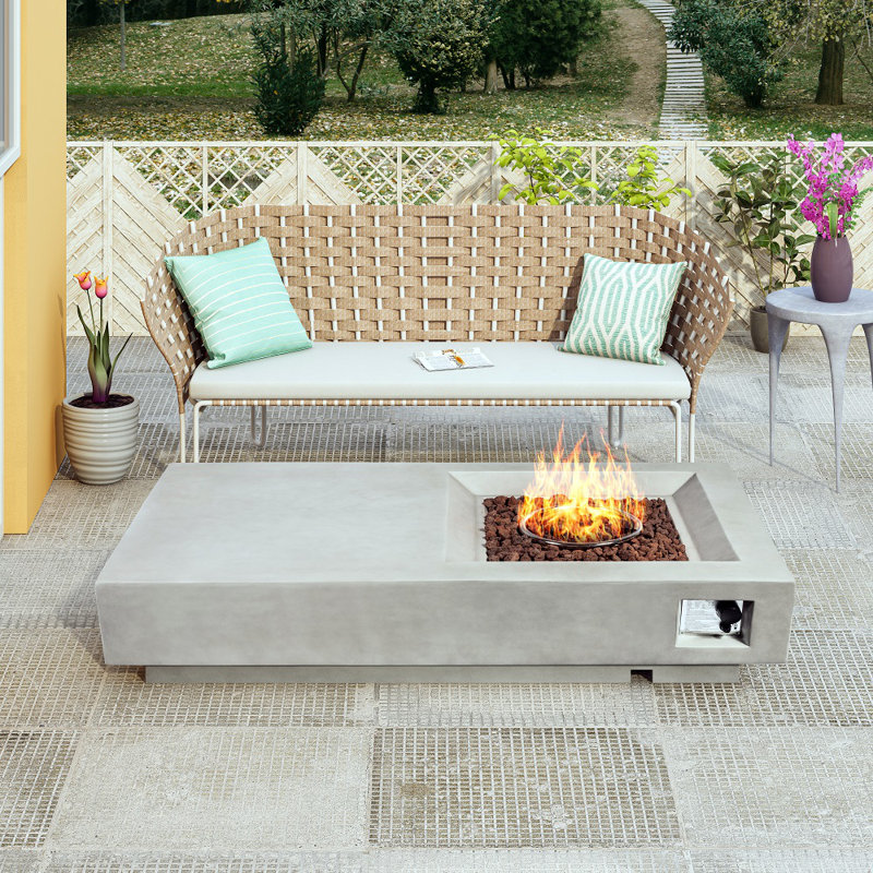 34.25'' x 60.04'' Rectangle Concrete Fire Pit Tool
