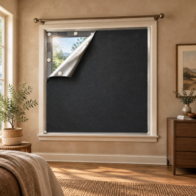 Rideau occultant magnétique portable noir de 40 po x 58 po offrant une occultation totale ; rideau/film occultant temporaire sans perçage pour chambres, salles multimédias, voyages, puits de lumière et camping-cars.