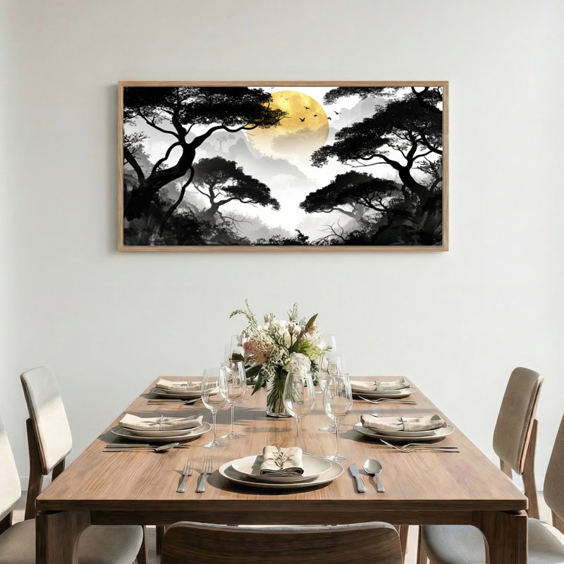 Tableau encadré sur toile « Forêt au clair de lune », 147 x 71 cm (58 x 28 pouces)., 58 po x 28 po