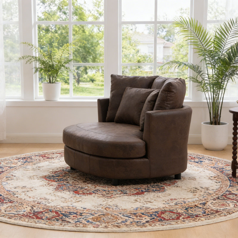 Fauteuil demi-tonneau rembourré en chenille