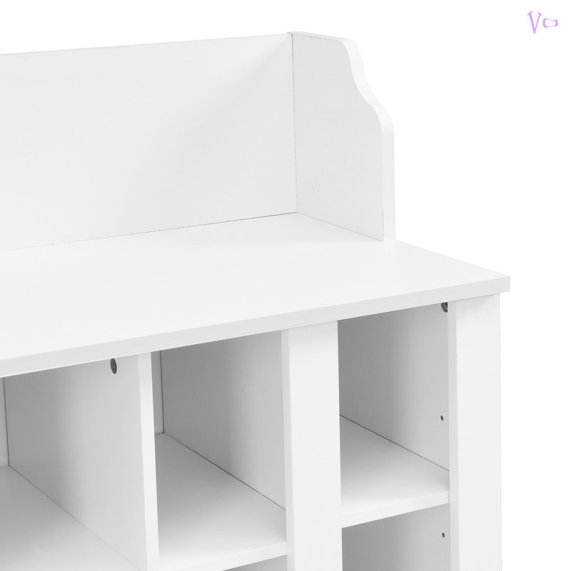 Banc de rangement pour chaussures avec portemanteau mural pour couloir, Blanc