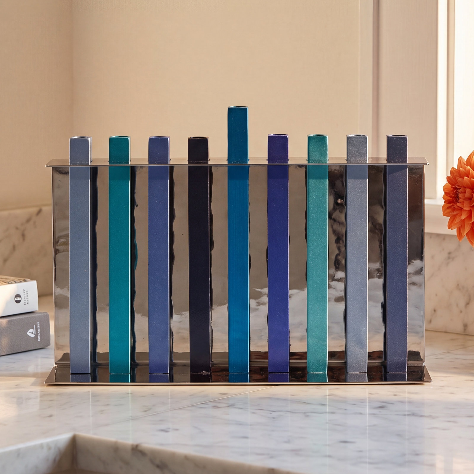 Chanukah Long Branch Menorah, Blue