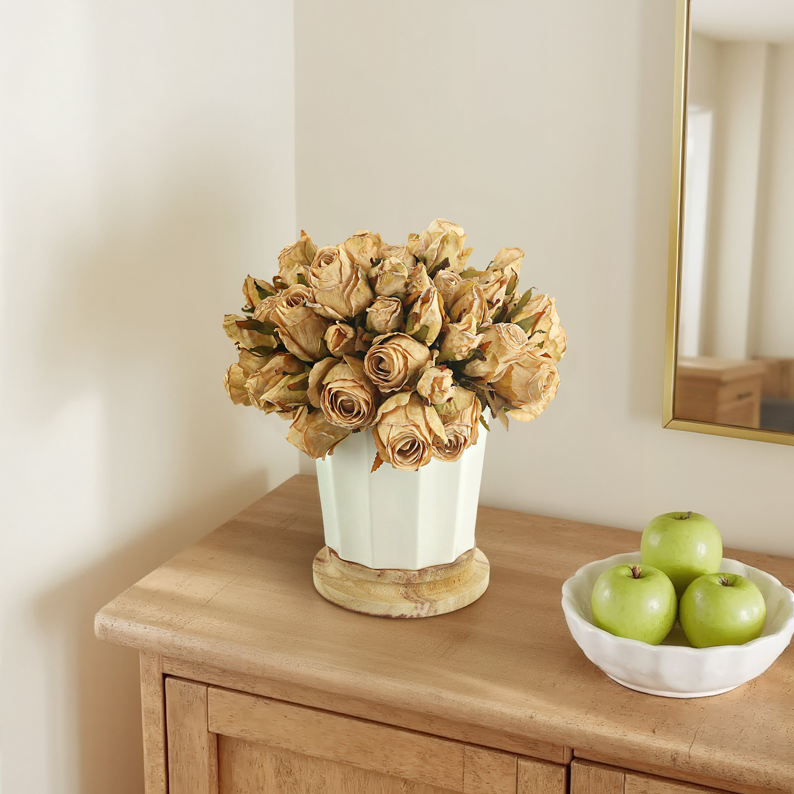 Polysilk Rose Arrangement in Pot, Brown