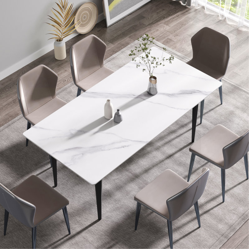 Table de salle à manger Modern Stone, H 29,53 po x L 35,43 po x l 70,87 po