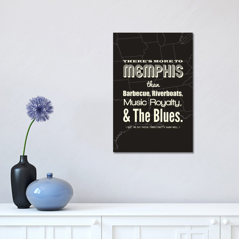 There's More To Memphis - Dark by Benton Park Prints - Wrapped Canvas Print, 30.48 cm H x 45.72 cm W