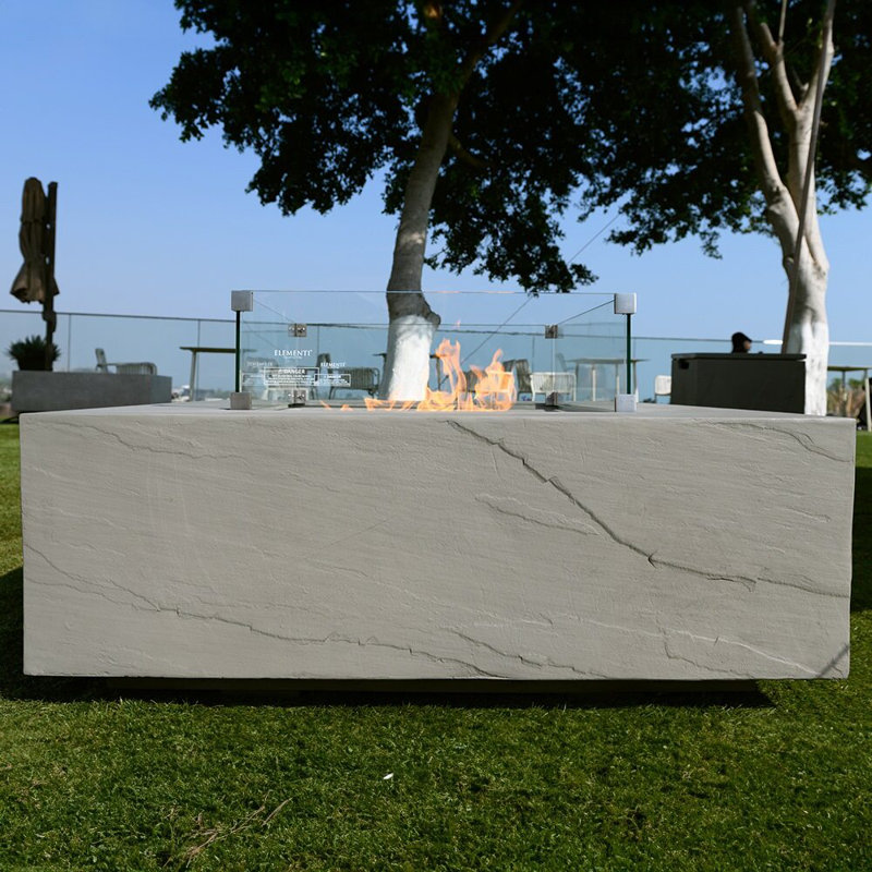 Capertee 40" Gray Concrete Square Gas Fire Pit Table