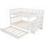 Lit superposé blanc - Lit double avec escalier, lit gigogne simple et compartiment de rangement enchanteur-349174585