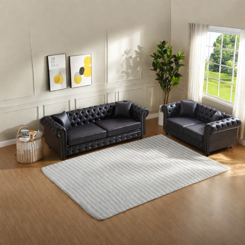 Modern Fabric Sofas, Solid Wood Frame, Chesterfield Design For Living Room