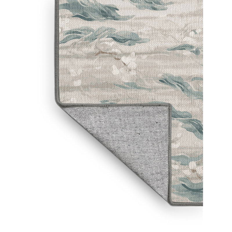 Machine Washable Gray Area Rug, Round 5'