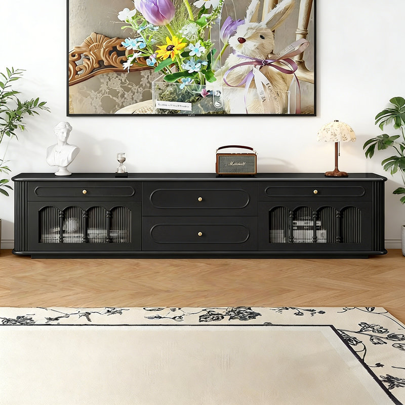 Meuble télé moderne et simple de style crème, Noir
