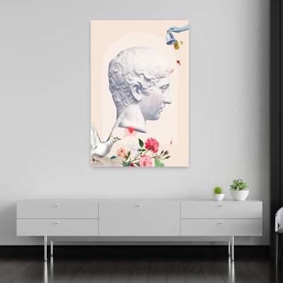 Dreamy Classical Bust Contemporary Dreamy Romantic Butterfly Rose Architecture Flower Wall Art Print by Talitha McQueen - Print