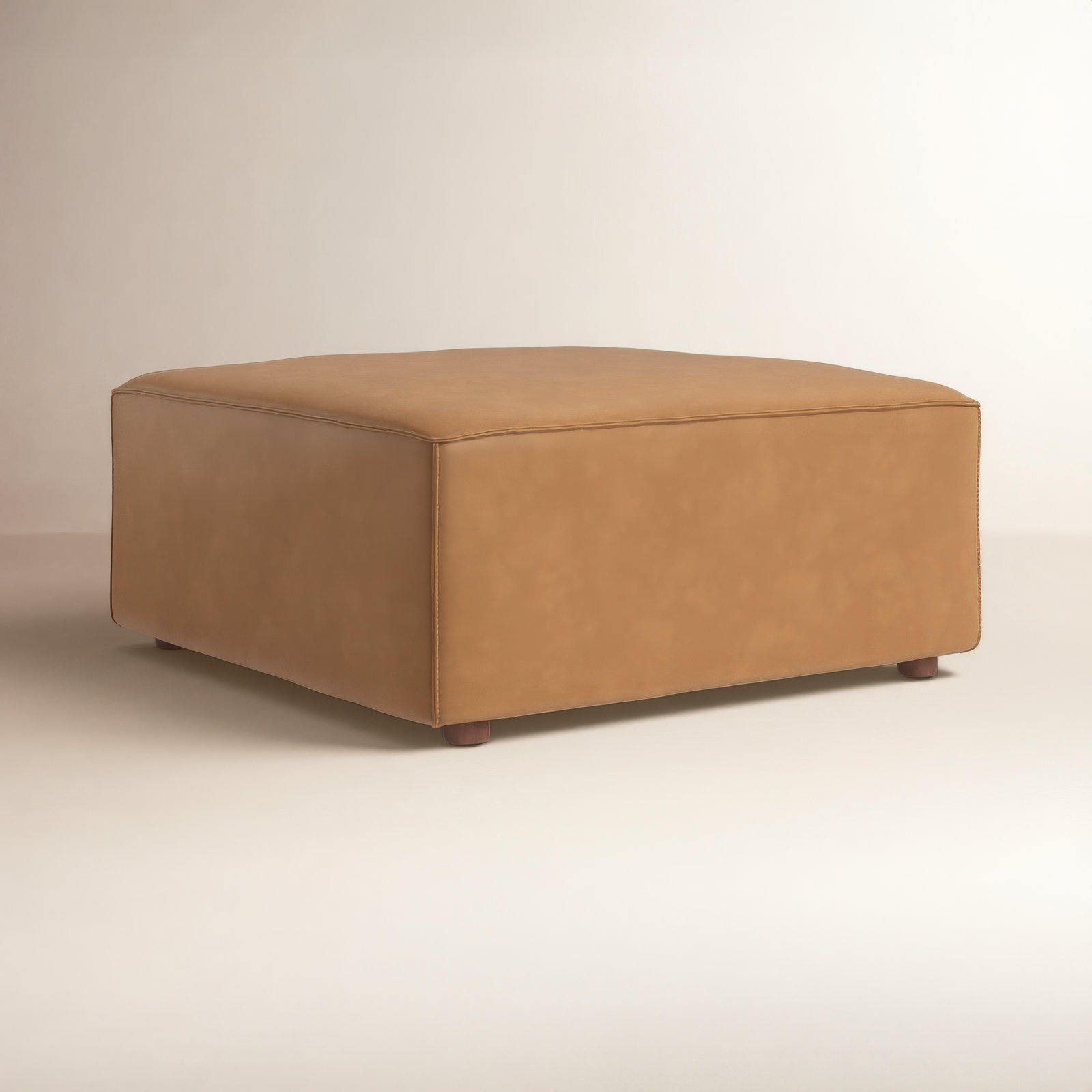 Foley 31" Genuine Leather Ottoman, Tan