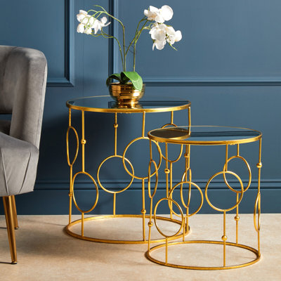 Lizeth Glass Top Abstract Nesting Tables