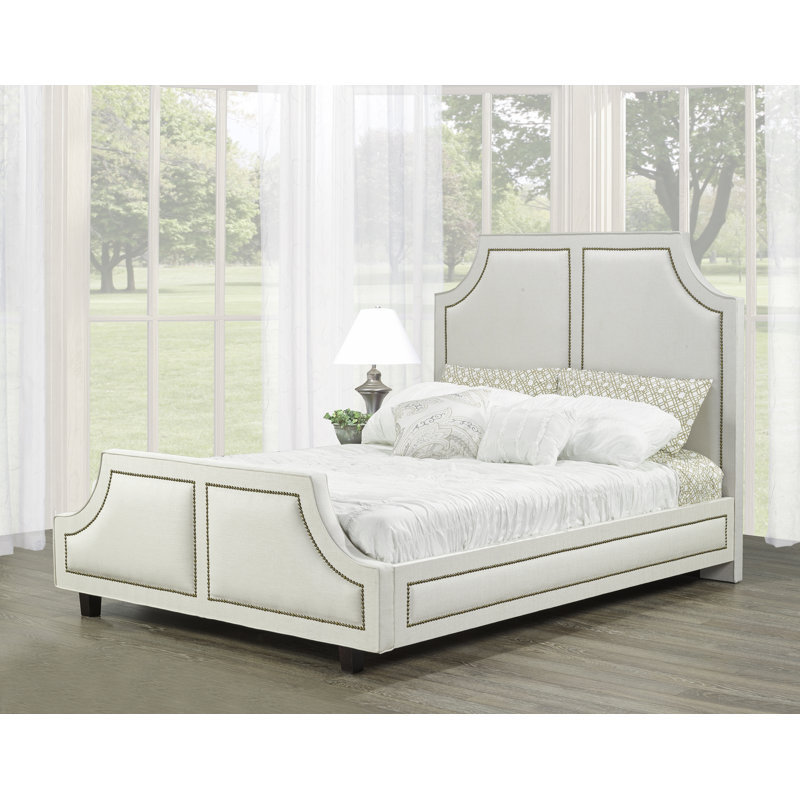 Lit plateforme en tissu d’ameublement Stoller, Double, Velours - Argenté