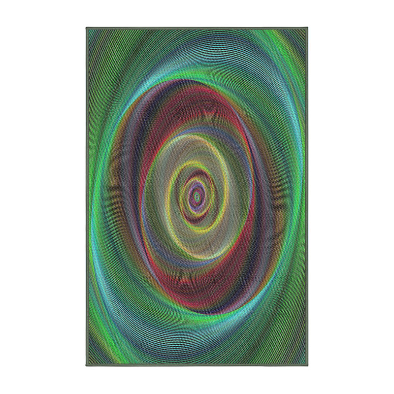 Tapis vert/brun à motifs, Rectangle 6 pi x 9 pi