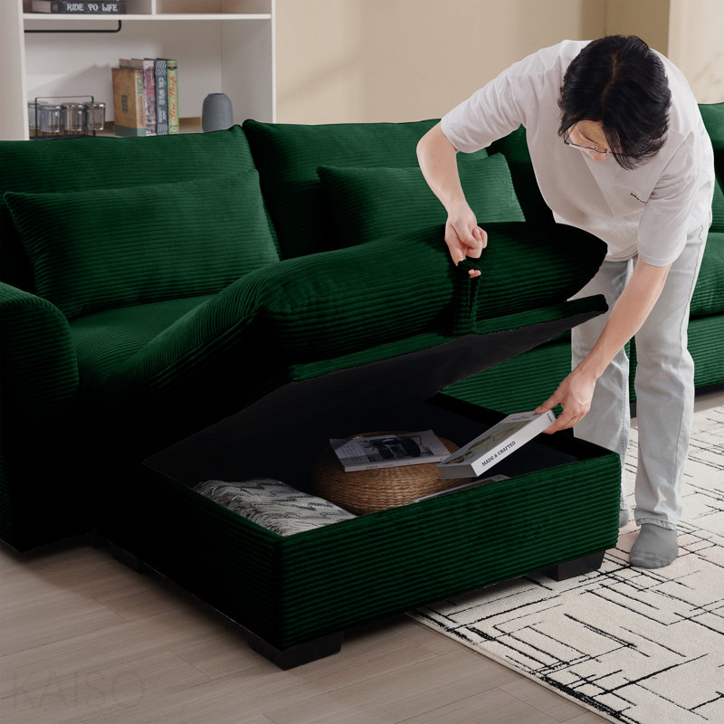 Repose-pieds pour canapé modulaire en velours côtelé Corduroy - Vert
