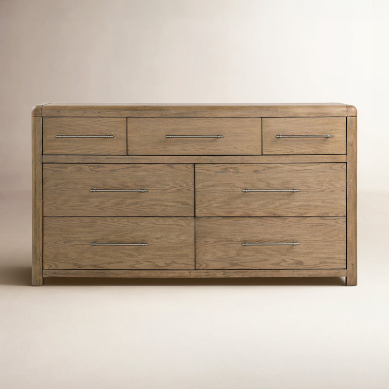 Tricia 7-Drawer Rubberwood Dresser, Natural