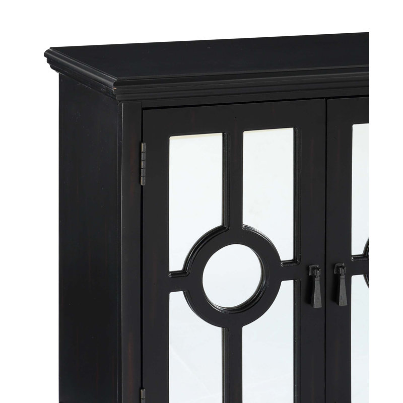 Armoire de rangement classique classique 1Pc avec accoudoirs et portes miroir, Noir antique