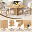 Ensemble de table de salle à manger extensible 5 pièces en bois de style campagnard avec rallonge de 15,7 po et 4 chaises rembourrées-129492386