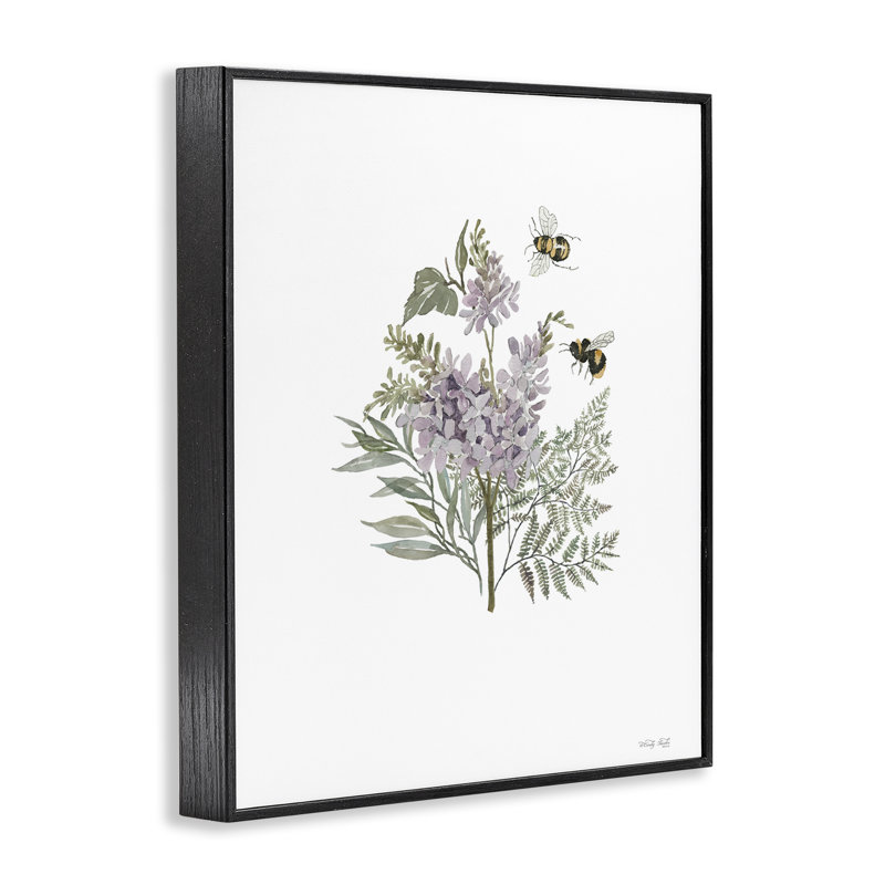 Lilas et bourdon par Cindy Jacobs bg-137, H 30 po x l 24 po, Giclée encadrée noir minuit