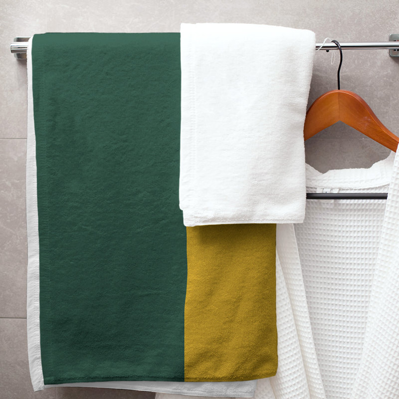 Lightweight Bath Towel, Forest Green/Harvest Gold/Minnesota Wheat, Microfiber