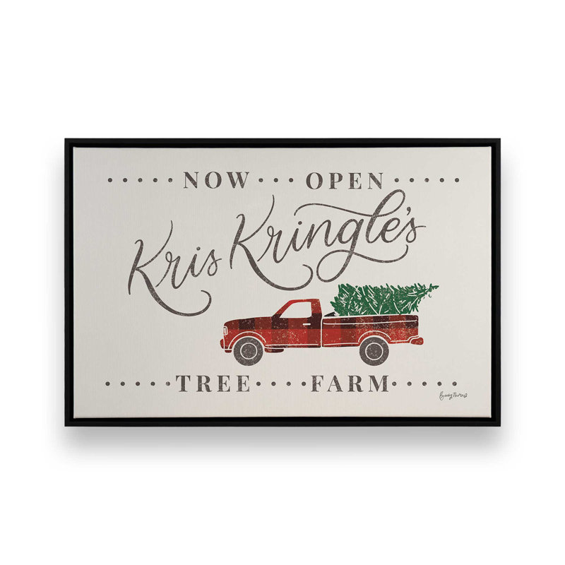 Kris Kringle's Tree Farm Print, Cadre flottant noir satiné, H 8,75 po x l 12,75 po x P 1,75 po