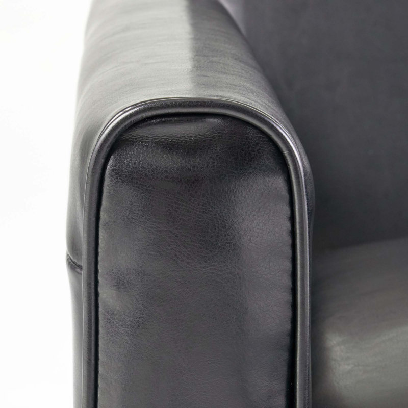 Fauteuil inclinable manuel en lin, Similicuir noir