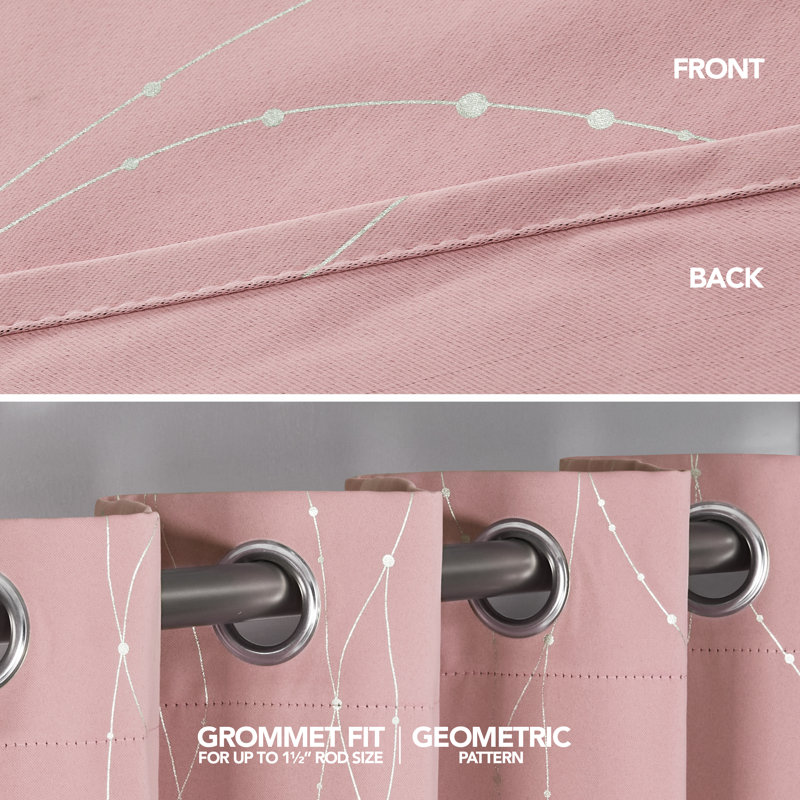 Cohmer Room Darkening Curtain Pair, Coral Pink, 42" W x 45" L