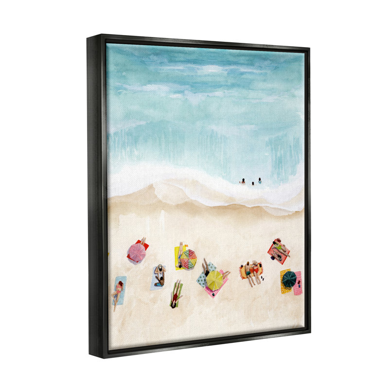 «Dovecove Summer Beach Day People Natation» par Grace Popp, Cadre flottant noir de jais, H 21 po x l 17 po x P 1,7 po
