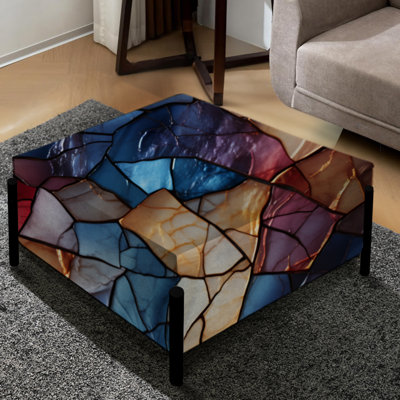 Moody Mosaic Ii Moody Patterns - Grand repose-pieds carré en marbre