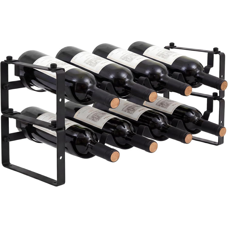 Wine Bottle Rack Black, 2 layers - 8 bottles