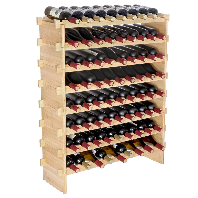 Présentoir à vin 72 bouteilles en bois de bambou, H 40,4 po x l 33,5 po x P 9,8 po