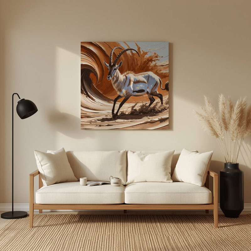Faune, art mural brun en métal Addax, H 8 po x l 8 po
