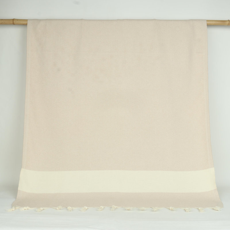 Serviettes en coton turc à motif de losanges - peshtemal et peshkir, séchage rapide et douceur, Beige