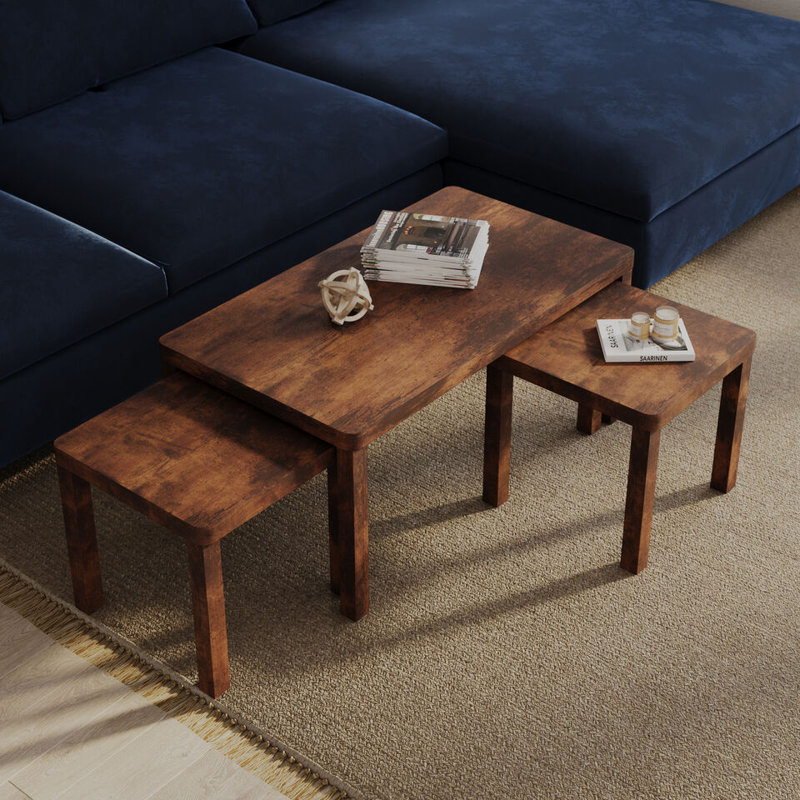 3 - Piece Living Room Table Set, Rustic Brown