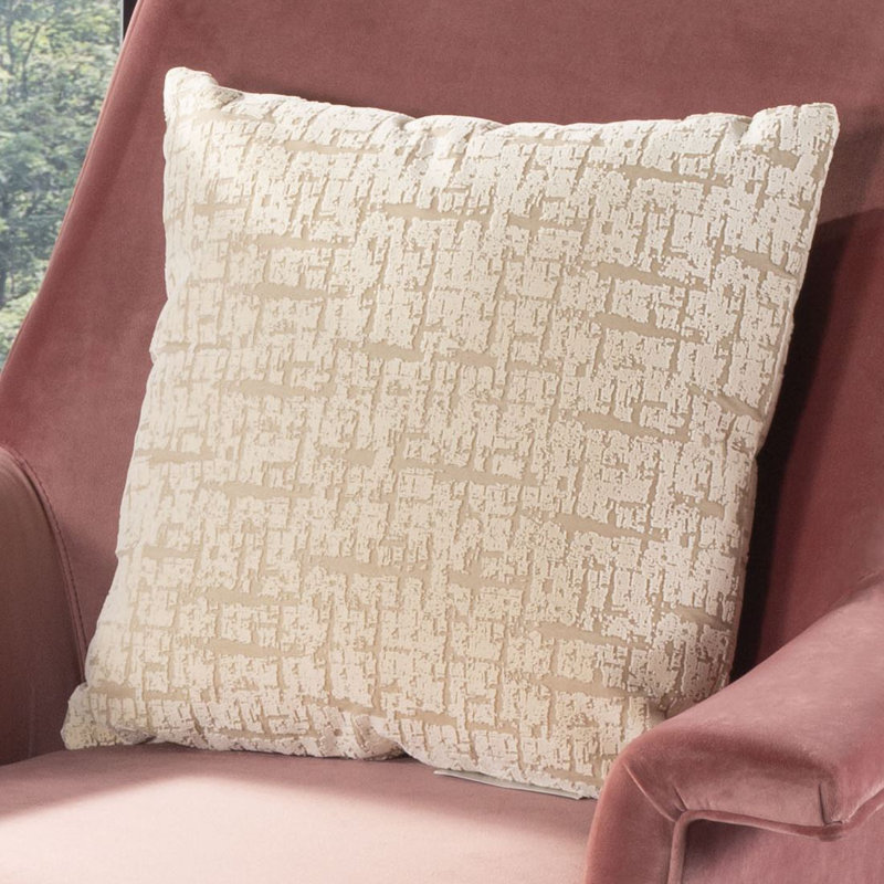 Adelia Beige and Gray Textured Square Throw Pillow