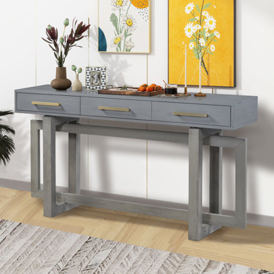 Nerene 57'' Solid Wood Top Console Table