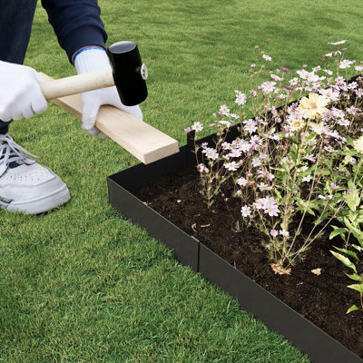 Metal Lawn Edging 100x20 cm 6 Modules - UV-Resistant Metal Palisade Flower Bed Border Edging Weatherproof
